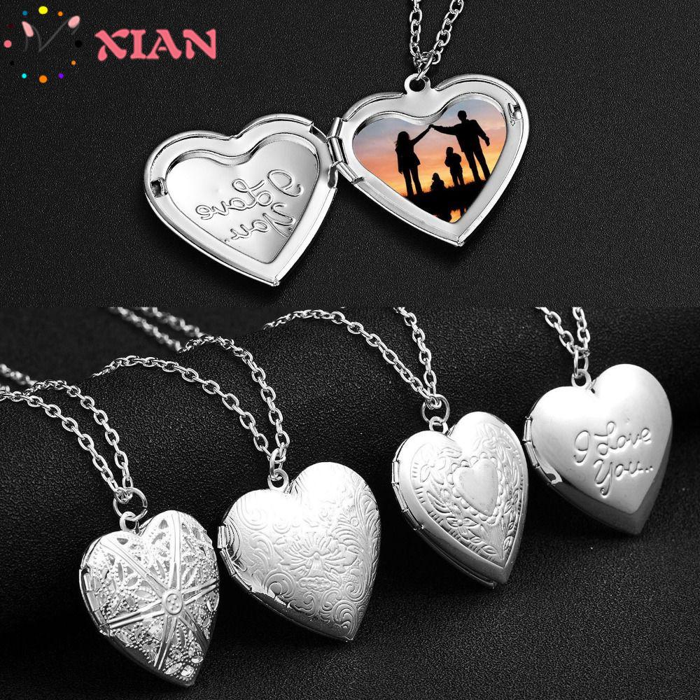 Set 2 Dây Chuyền Mặt Khung Ảnh Hình Trái Tim Khắc Chữ