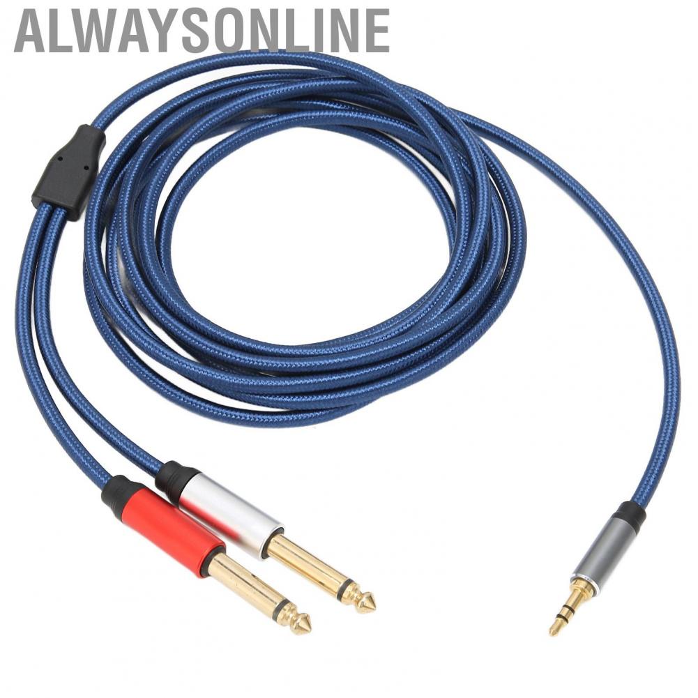 Alwaysonline 3.5mm Stereo Male To Dual 6.35mm Mono Cable Nylon Aluminum Alloy Hot