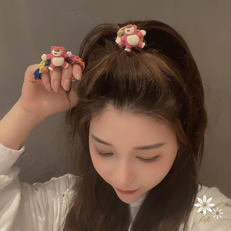 Vòng Tay Dây Bện Diy Mặt Hình Gấu Dâu Tây Dễ Thương Đa Năng Thời Trang Cho Cặp Đôi