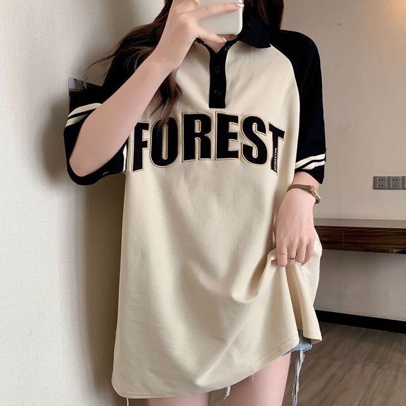 COZOK Áo polo Tay Ngắn Dáng Rộng Thời Trang Cá Tính