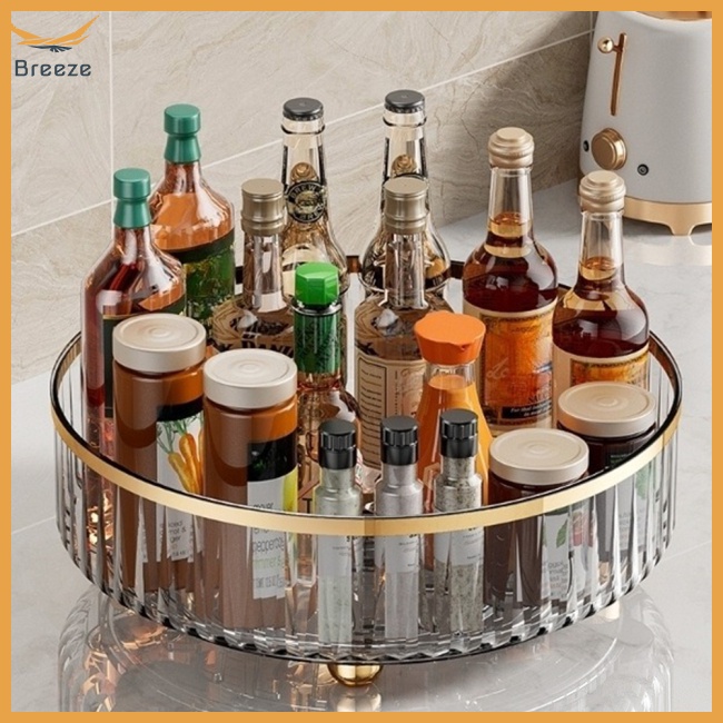 Kệ Đựng Đồ Dùng Nhà Bếp Trong Suốt Hình Tròn Cỡ Lớn Có Thể Xoay 360 Độ Tiện Dụng