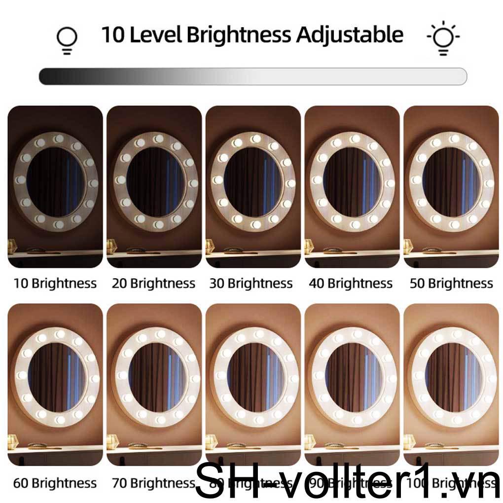 gương trang điểm để bàn Bộ 10 Dải Đèn LED Gắn Gương Trang Điểm Có Thể Điều Chỉnh Độ Sáng