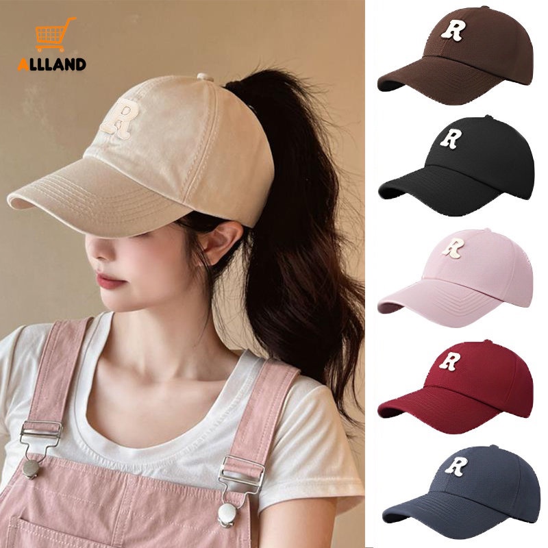 Mũ Lưỡi Trai Hở Chóp Thoáng Khí Thêu Chữ R Phong Cách Vintage