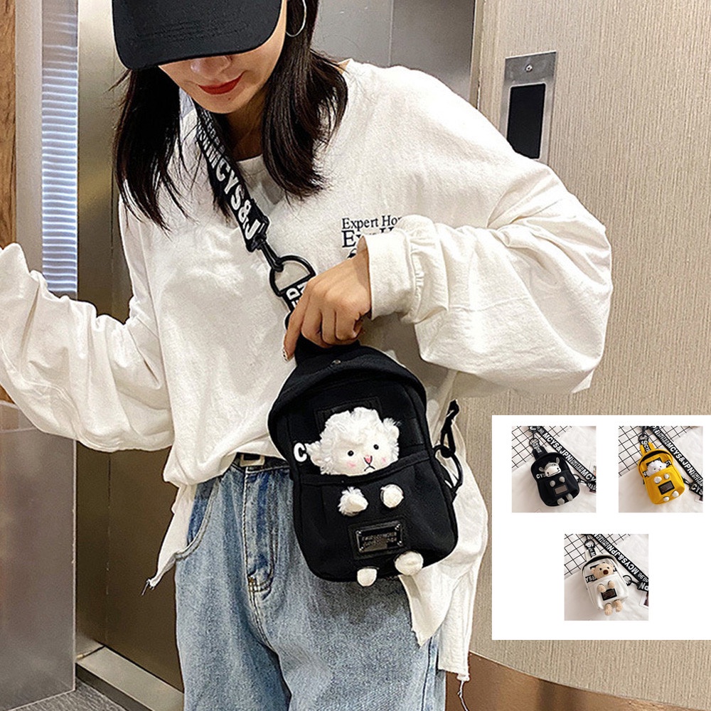 Túi Vải Đeo Chéo Đa Năng Hình Gấu Teddy Dễ Thương Dành Cho Nữ