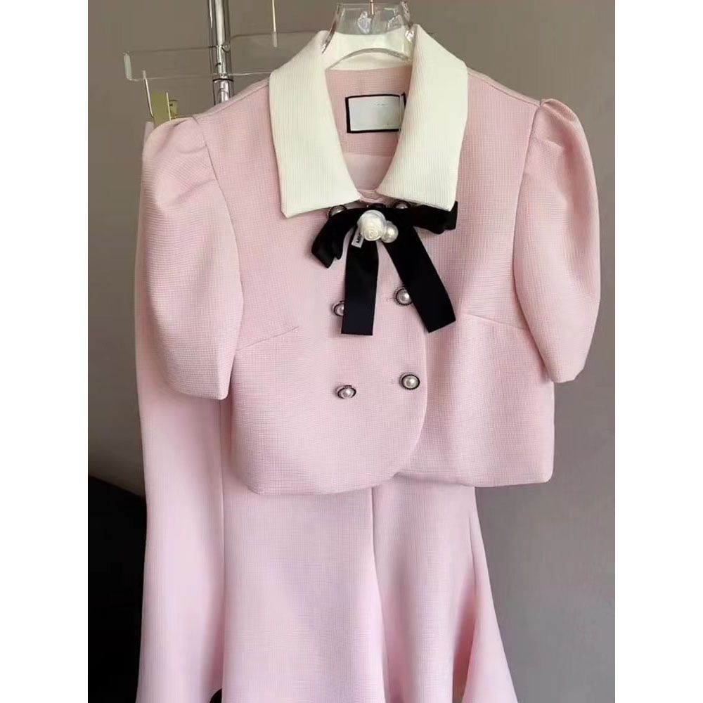 Set Áo Váy Màu Hồng Nhạt Cao Cấp Sang Trọng Cho Nữ