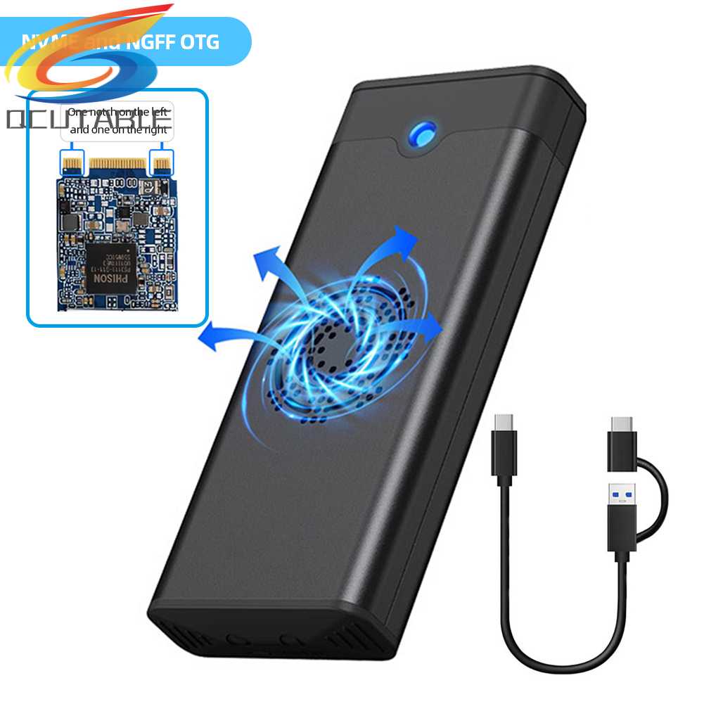 Hộp Đựng Ổ Cứng SSD M.2 NVME NGFF SSD Kèm Quạt Tản Nhiệt Type-C3.1 Cho 2242 / 2260 / 2280 SSD