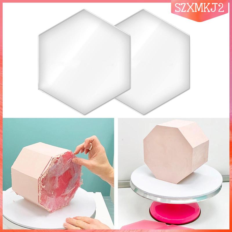 Set 2 Đĩa Làm Mịn Trang Trí Bánh Kem Bằng Acrylic Trong Suốt szxmkj2