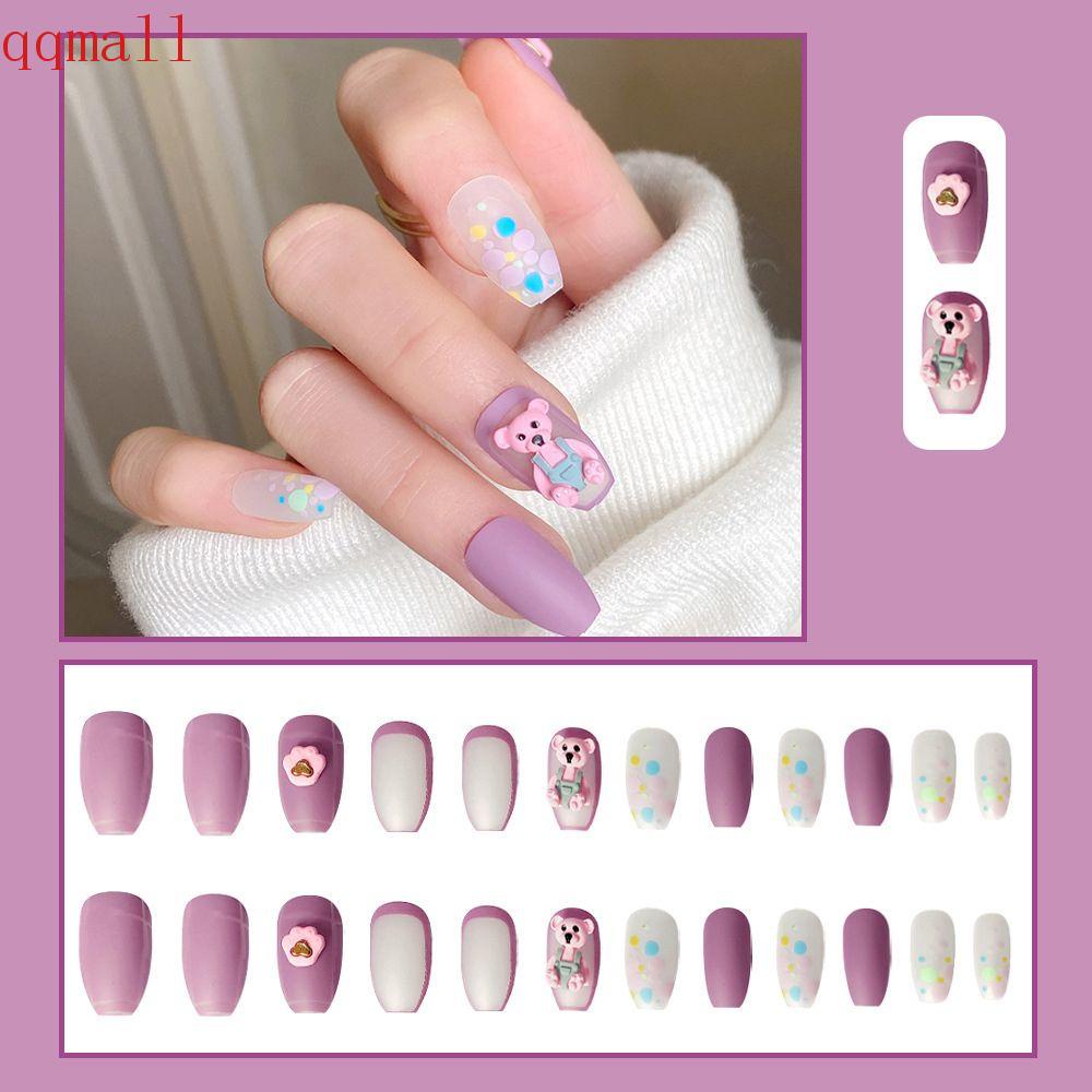 Bộ Móng Tay Giả Hình Gấu Cherry Hoạt Hình 3D Có Thể Tháo Rời