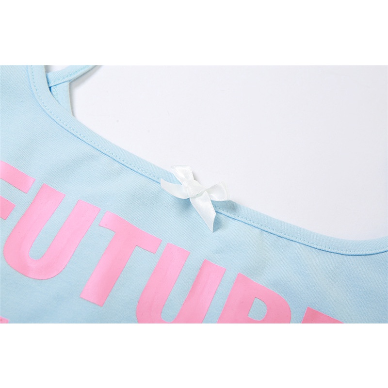 Weania Áo Crop Top Dây In Monogram Phong Cách Dành Cho Nữ