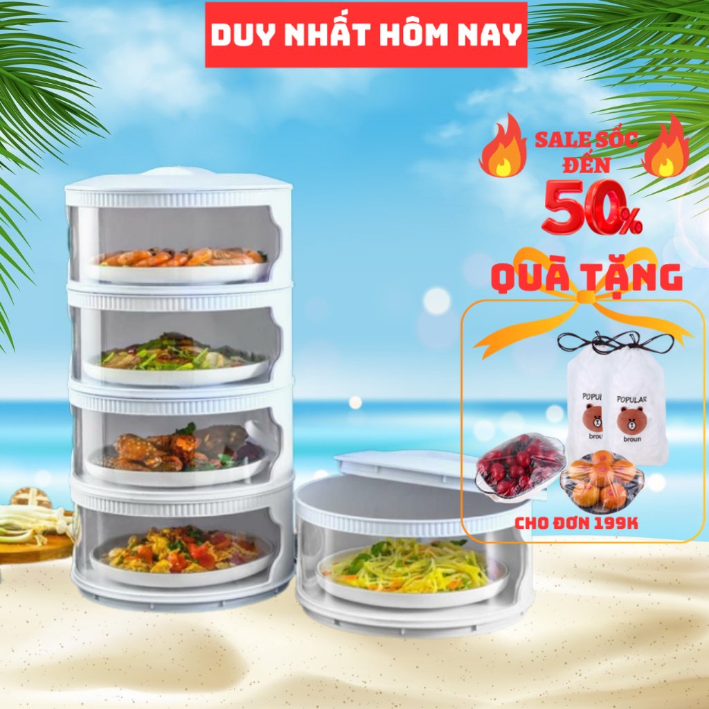 Lồng Bàn Giữ Nhiệt 5 Tầng, Dụng Cụ Đậy Thức Ăn Giữ Nhiệt Siêu Tiện Lợi Thiết Kế Trong Suốt - TỔNG KHO PHÍA NAM