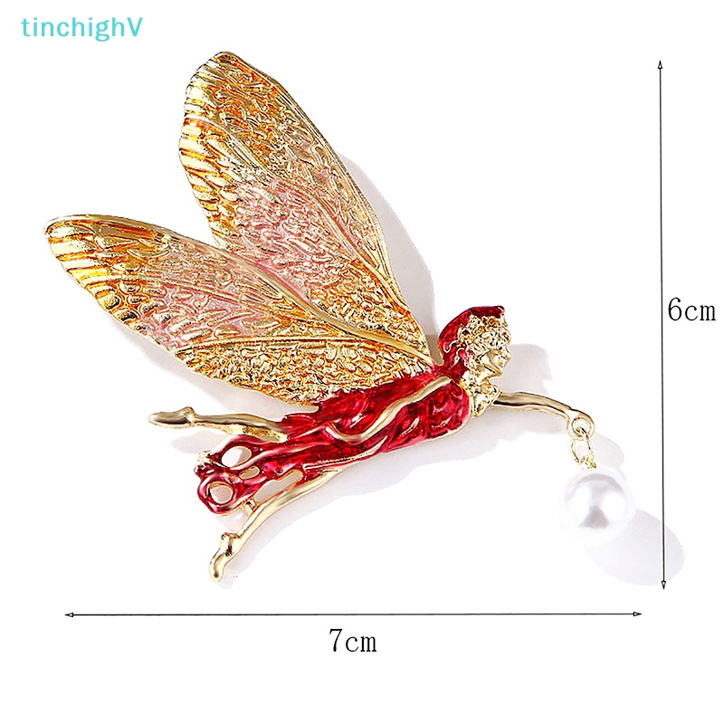 [TinchighV] Ghim Cài Áo Hình Cánh Thiên Thần Màu Gradient Đính Ngọc Trai Thời Trang Cho Nữ