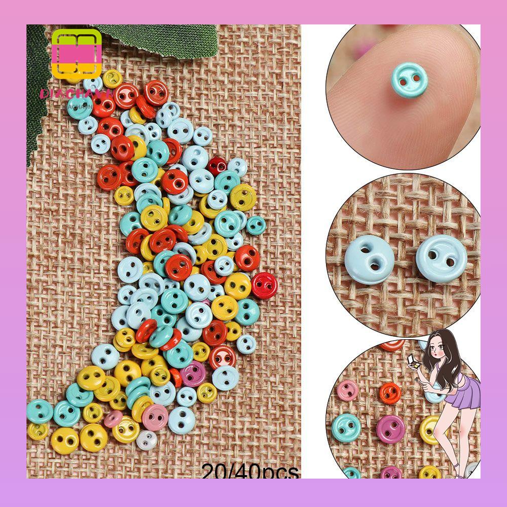 Set 20 / 40 Nút Tròn Mini 3mm / 4mm May Quần Áo Búp Bê