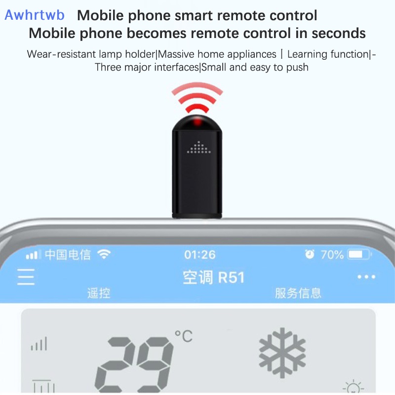 Bộ Chuyển Đổi Mini APP Điện Thoại Điều Khiển Từ Xa Awhrtwb Type-C Micro USB Cho Điện Thoại