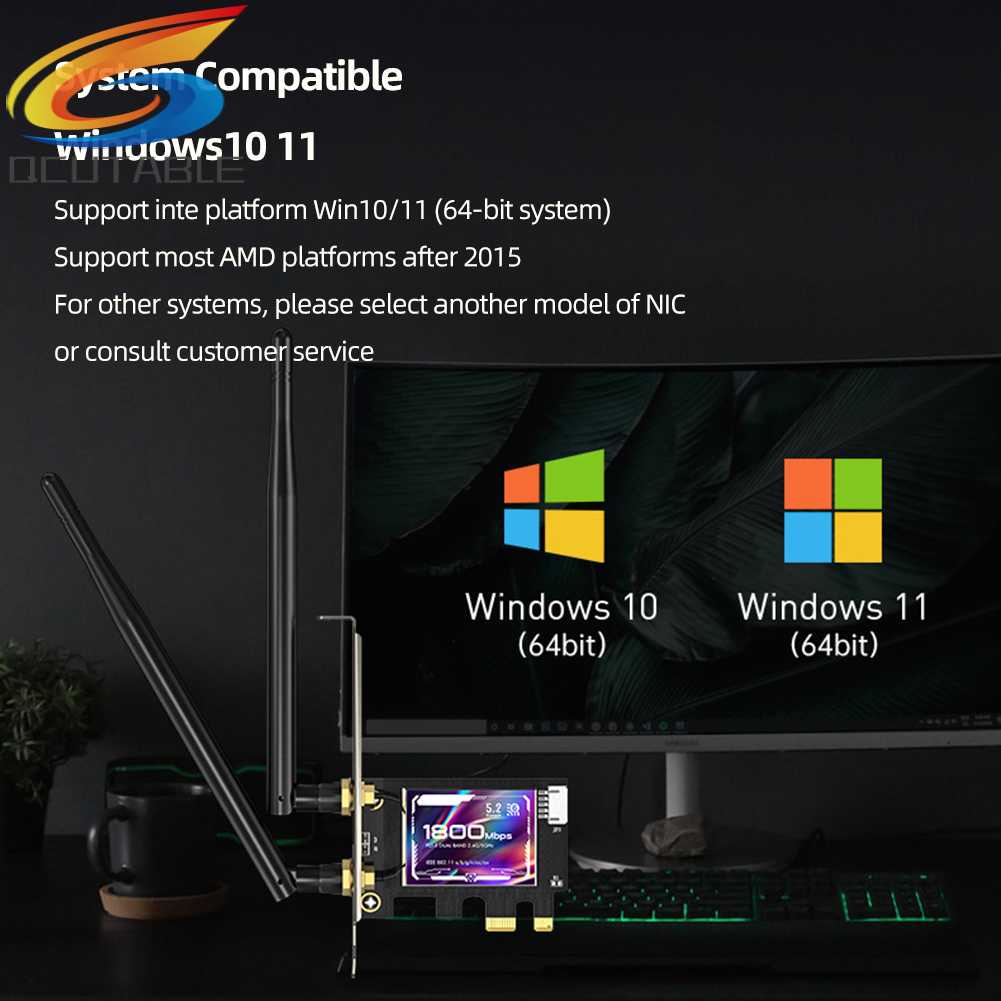 Bộ Chuyển Đổi WiFi 802.11N / G / B / A / AC / AX WIFI6 / Bluetooth 5.2 Cho Windows 10 / 11