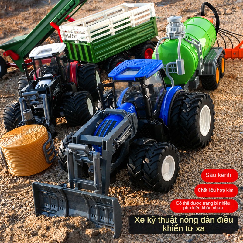 Đồ chơi cho em bé Điều khiển từ xa điện Nông dân Kỹ thuật Xe hơi Máy kéo hợp kim lớn Máy gặt đập Phân bón Vận chuyển Đồ chơi Trẻ em Tải xe