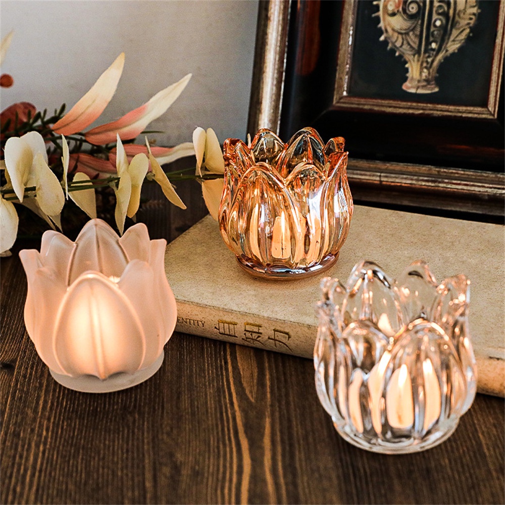 Hoa Tulip Thủy Tinh Ánh Sáng Và Bóng Tối Lãng Mạn Dưới Ánh Nến Ăn Tối Đạo Cụ Xông Tinh Dầu Đèn Nến Cốc Không Khí Ngày Lễ Sắp Xếp Bán