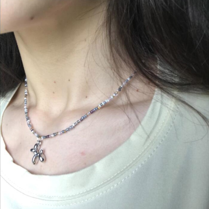 Vòng Cổ Choker Dạng Chuỗi Hạt Nhiều Màu Sắc Mặt Hình Chó Vua Bong Bóng Đơn Giản Dễ Thương