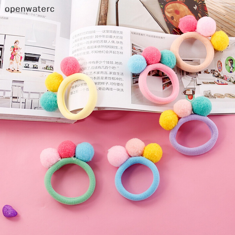 1 Dây Cột Tóc Co Giãn Đính Bóng Lông Màu Sắc Ngẫu Nhiên Cho Bé Gái Vn