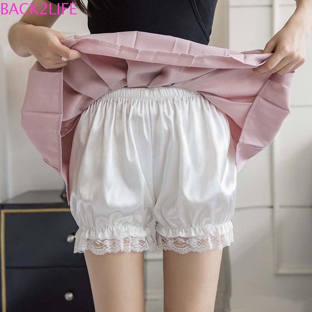 Quần Short An Toàn Mặc Trong Nhà / Sau 2life Dáng Rộng Vải Satin Viền Bèo Thời Trang Mùa Hè Cho Nữ