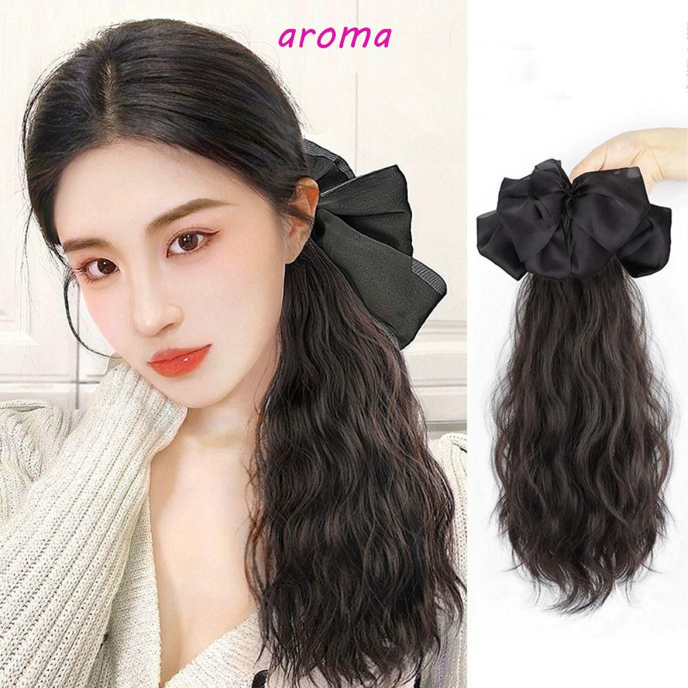 Tóc Giả Thắt Nơ Ruy Băng Bằng Sợi Tổng Hợp Chất Lượng Cao Màu Đen Trắng Thời Trang Thường Ngày Tự Nhiên Dành Cho Bạn Nữ