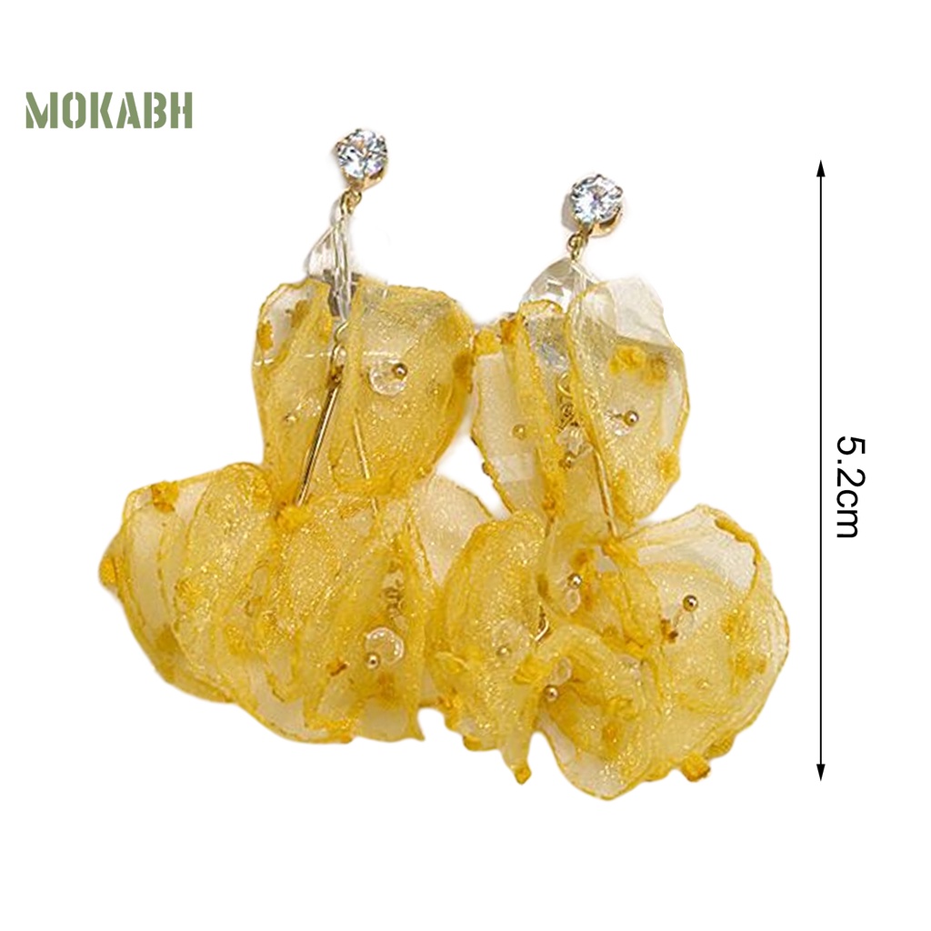 1 Đôi Bông Tai Handmade Họa Tiết Hoa Tinh Tế Chống Mài Mòn Cho Nữ