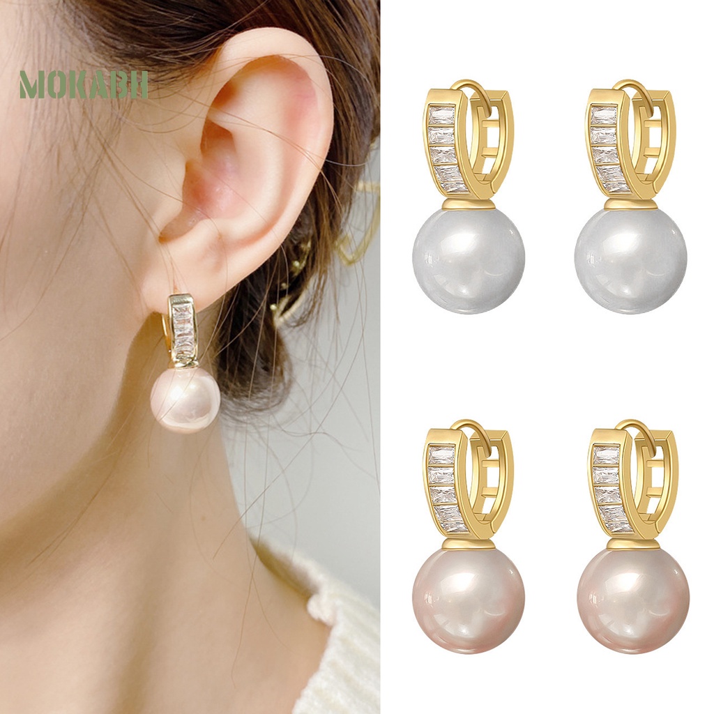 1 Đôi Bông Tai Hình Chữ U Đính Ngọc Trai Giả Phong Cách Pháp Cổ Điển Thời Trang Dành Cho Nữ