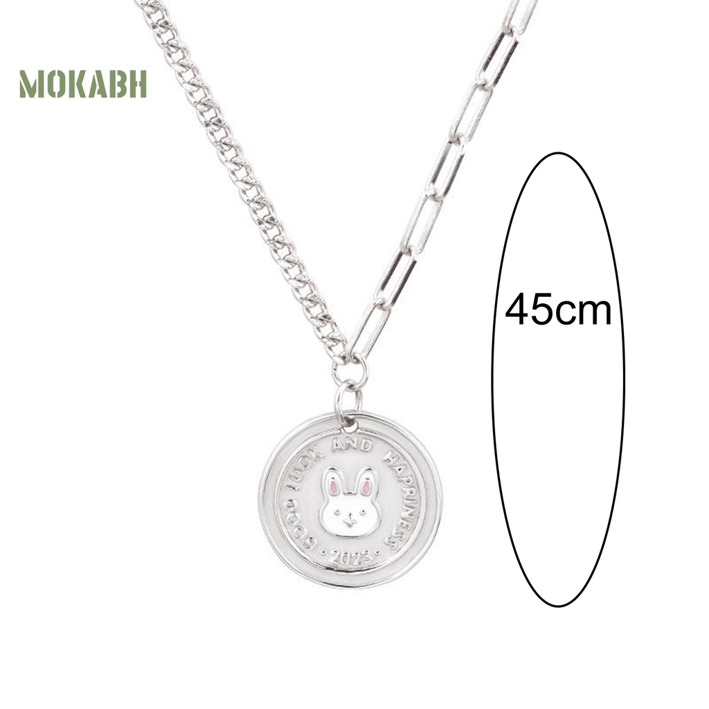 Vòng cổ Mặt Tròn Hình Thỏ May Mắn Dễ Thương Thời Trang Cho Nữ