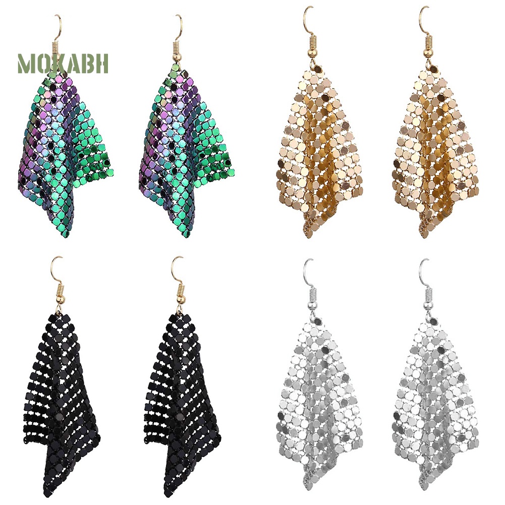 Bông Tai Dạng Móc Hình Lưới Đính Kim Sa Lấp Lánh Thời Trang Dự Tiệc Cho Nữ