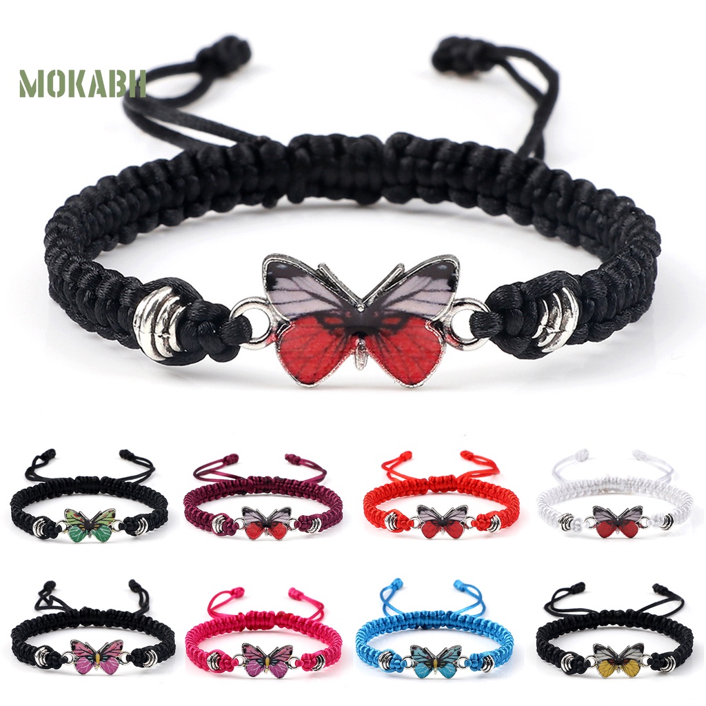 Vòng Tay Dây Bện Nylon Mặt Hình Bướm Thời Trang Có Thể Điều Chỉnh Cho Cặp Đôi