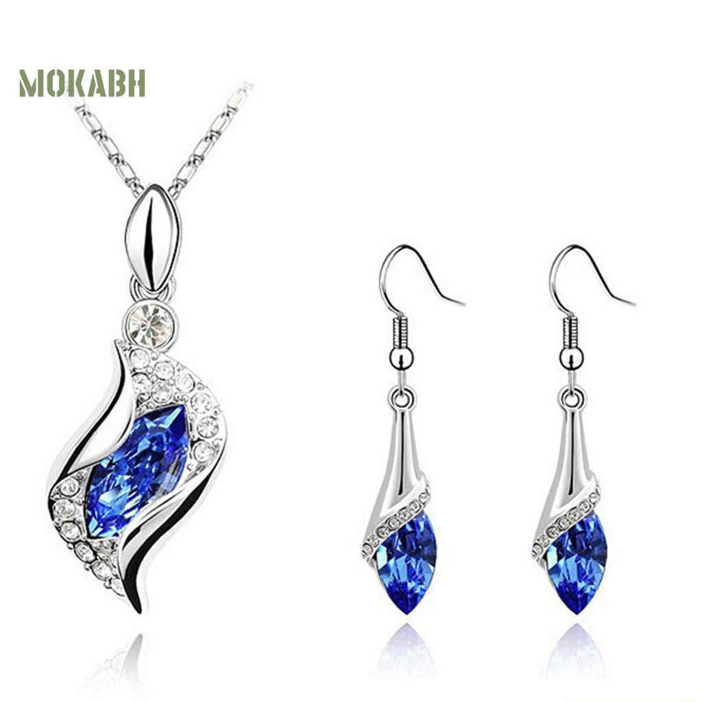 Set 2 Vòng cổ Và Bông Tai Đính Đá Sang Trọng Cho Nữ