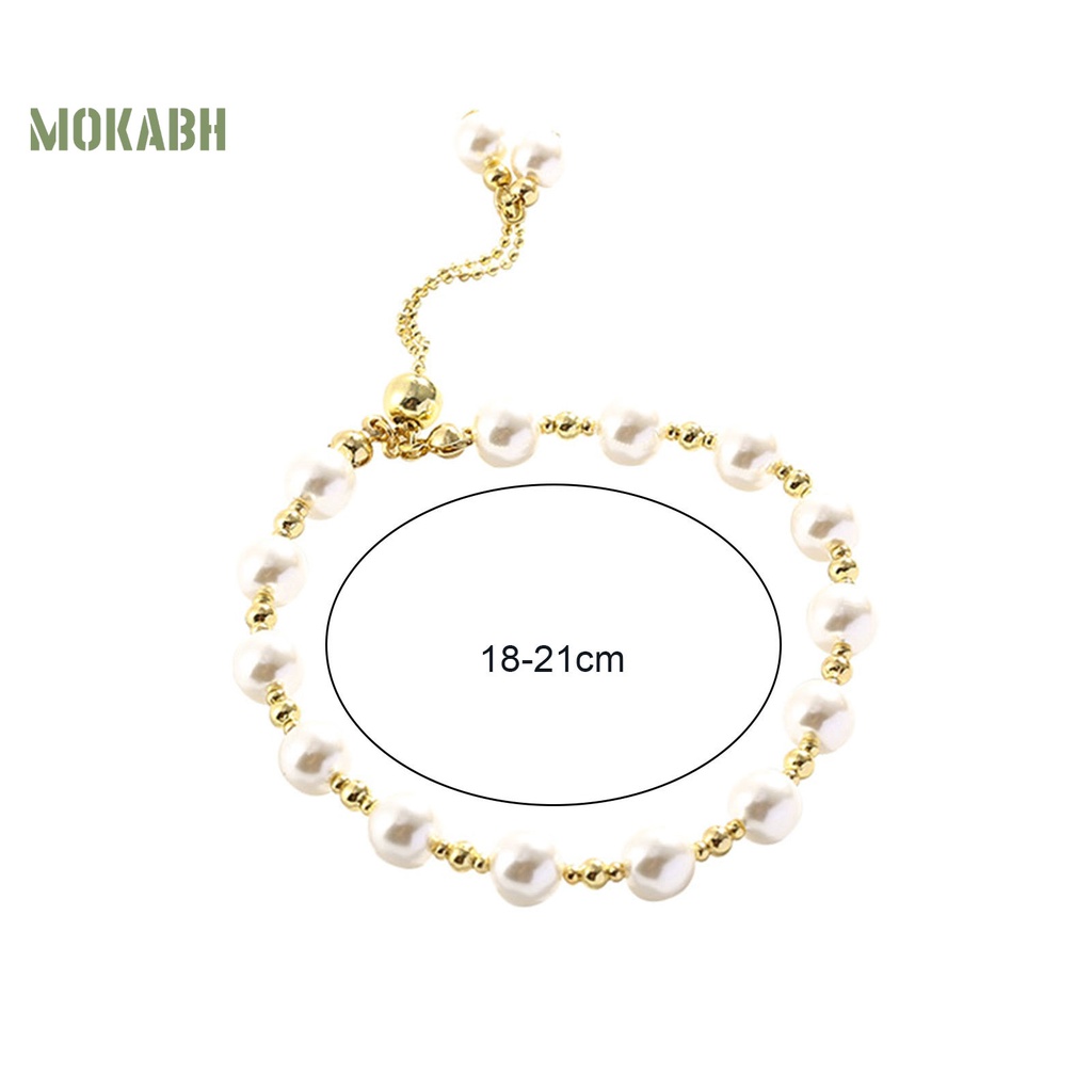 Vòng Tay Chuỗi Hạt Ngọc Trai Nhân Tạo Mạ Vàng Thời Trang Dành Cho Nữ