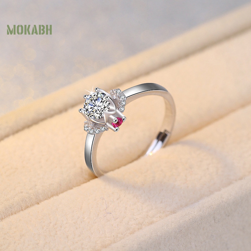 [Mới] Nhẫn Đính Hôn Mở Mạ Điện Đá Zirconia Sáng Bóng Lấp Lánh Dành Cho Nữ