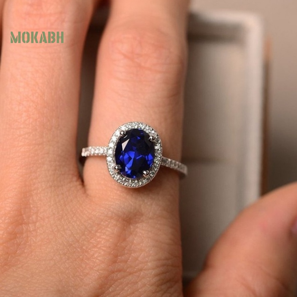 Nhẫn Đính Hôn Đính Đá Zircon Hình Oval Thời Trang Dành Cho Nữ