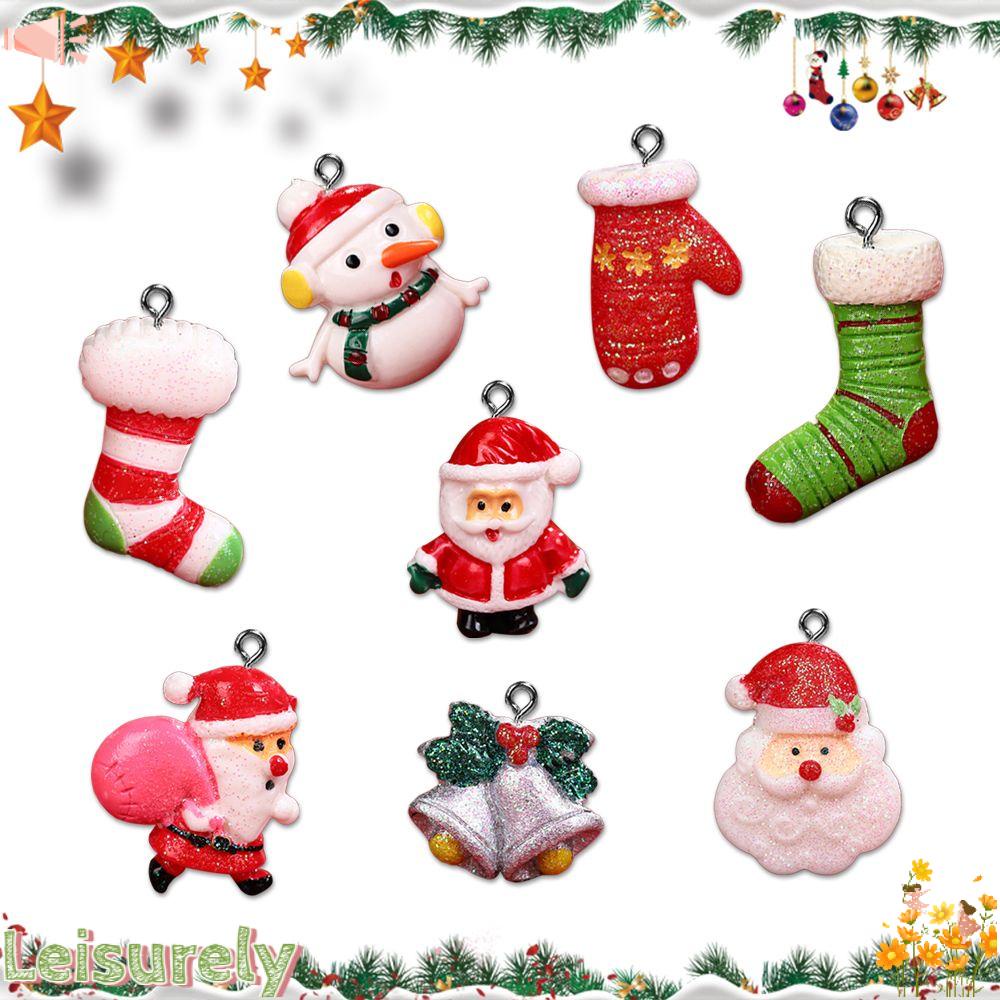 Bộ 10 Phụ Kiện Mặt Dây Chuyền / Bông Tai Hình Cây Thông Giáng Sinh DIY