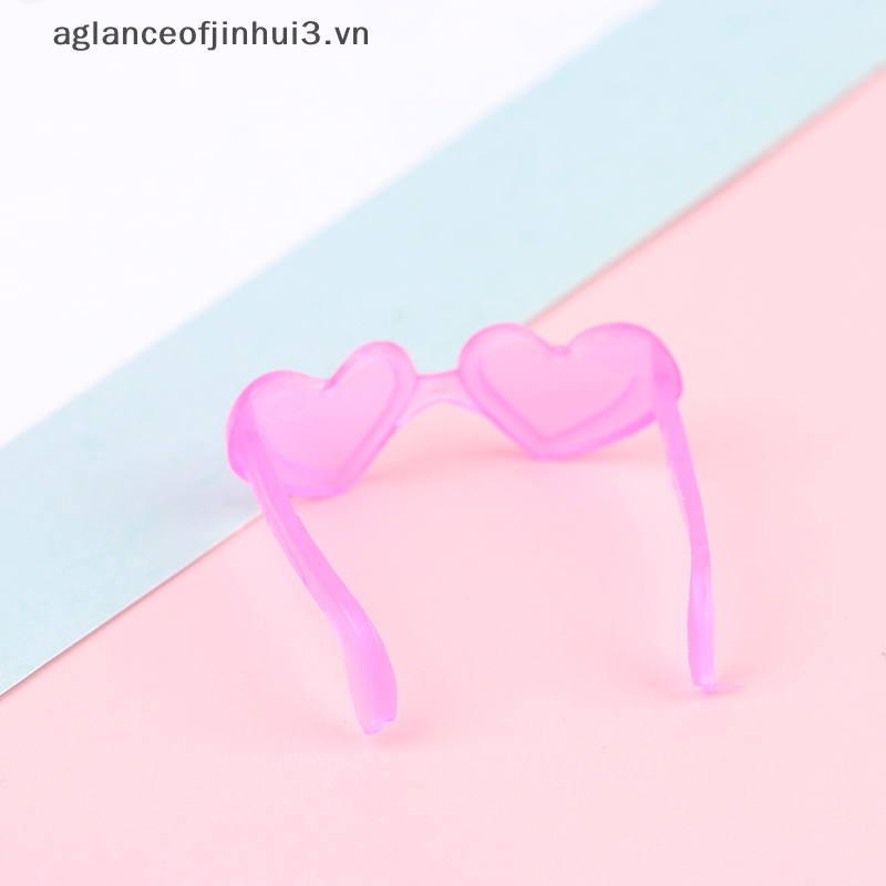 Set 10 Mắt Kính Nhựa Mini Hình Trái Tim Cho Búp Bê Tỉ Lệ 1 / 6