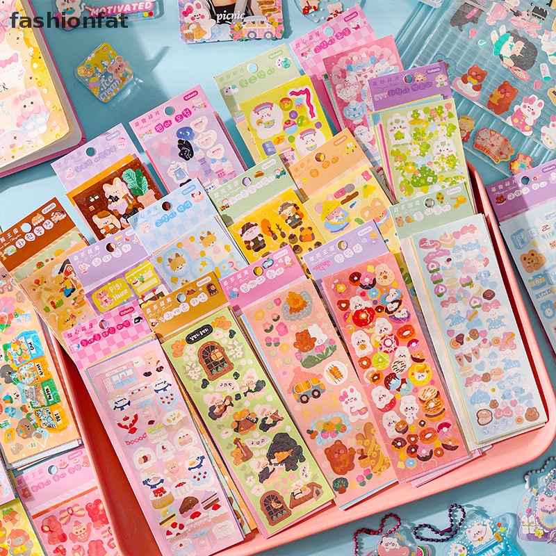 Bộ 10 Tấm Sticker In Hình Hoa Phong Cách Hàn Quốc Dùng Để Trang Trí Sổ Tay