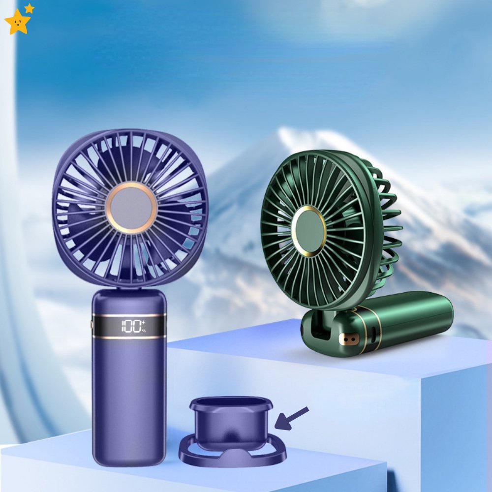 Quạt Mini Cầm Tay Sạc Cổng USB Có Màn Hình Led Hiển Thị