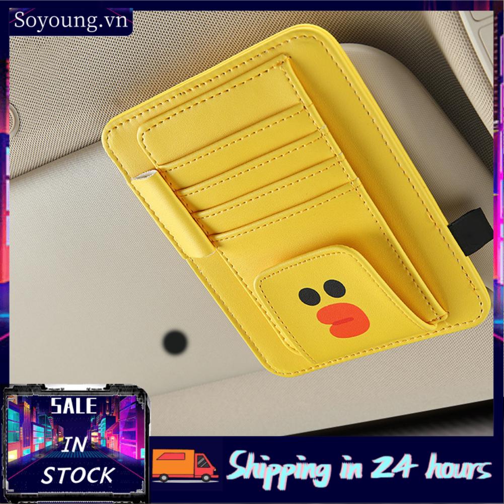 Soyoung Sun Shade Card Holder PU Leather Interlayer Goods Storage Convenient ID for Bank Collection