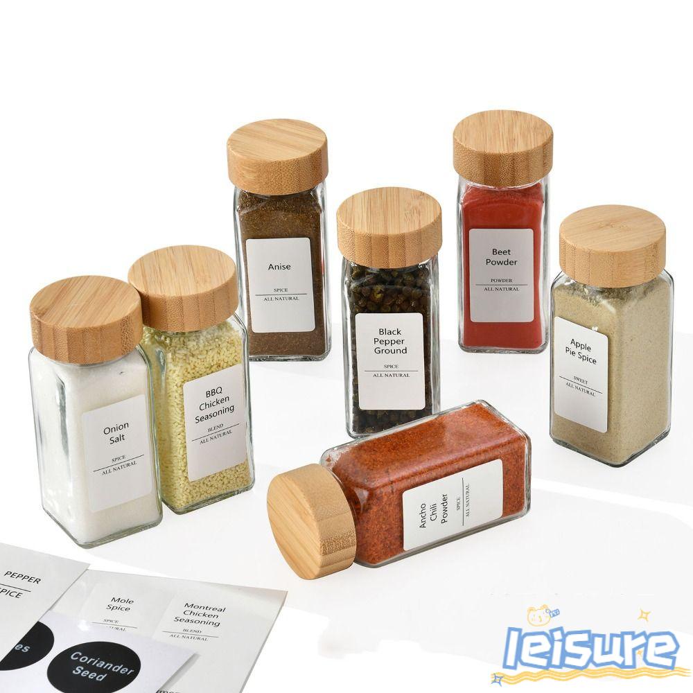 Bộ 6 Hộp Đựng Gia Vị Bằng Kính Hình Vuông Tiện Dụng