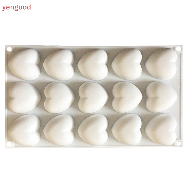 1 Khuôn Nướng Bánh 15 Ngăn Bằng Silicone Hình Trái Tim Lãng Mạn