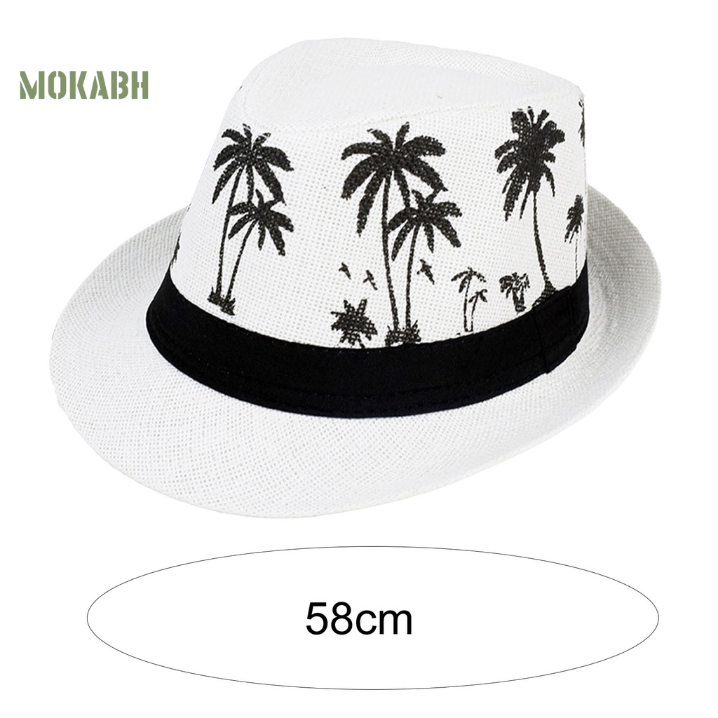 [Mok Abh] Mũ Vành Ngắn Thoáng Khí In Họa Tiết Cây Cối Màu Sắc Tương Phản Trọng Lượng Nhẹ Chống Nắng Ngoài