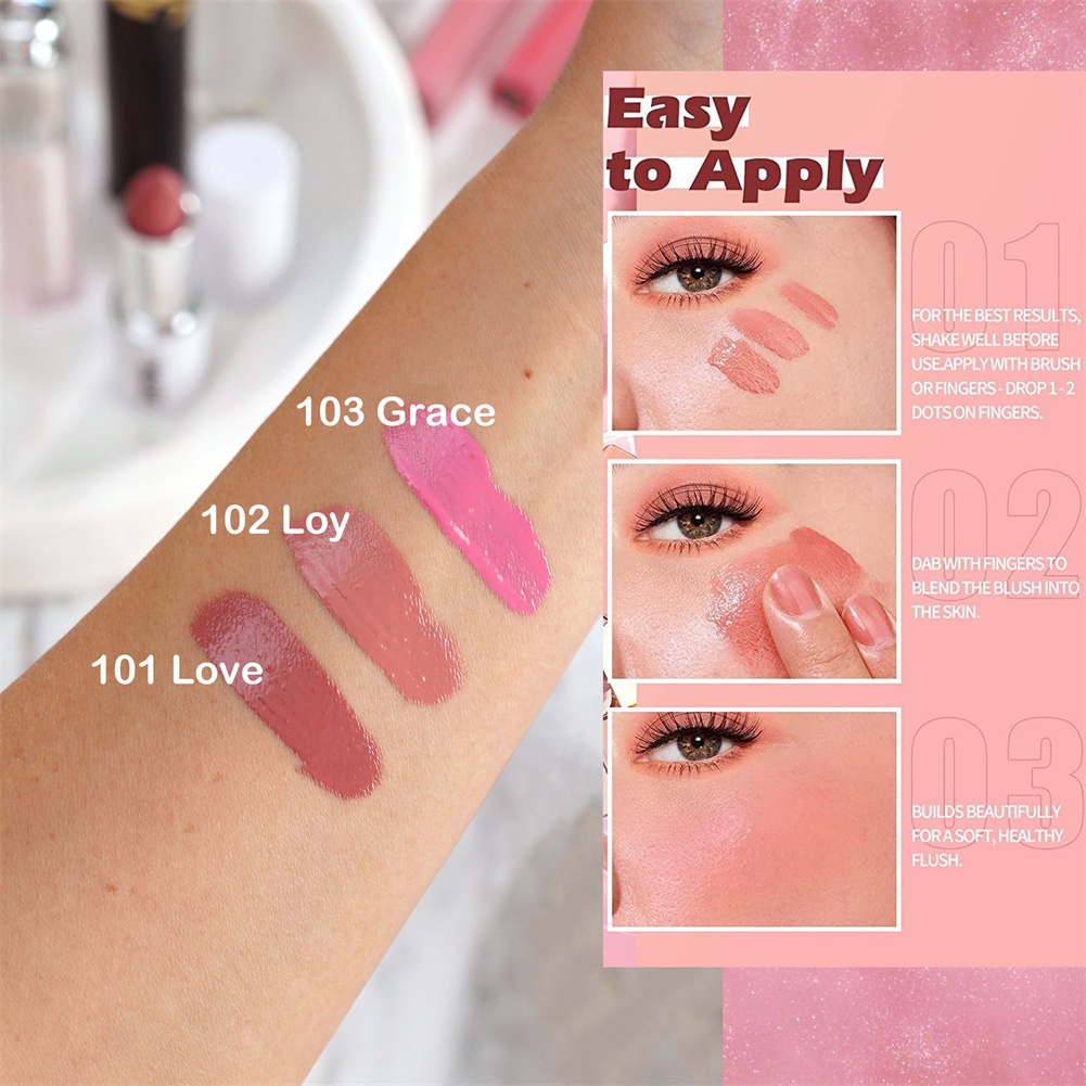 Vẻ đẹp tráng men chất lỏng Blush ruddy mở rộng màu mắt bóng thuộc da đỏ mặt nữ Rouge nước okase