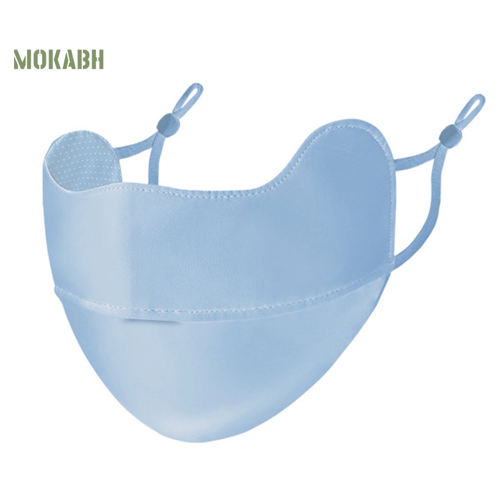 Khẩu Trang Chống Nắng Thoáng Khí Thoải Mái Bằng Lụa Lạnh Màu Trơn Che Phủ Tai