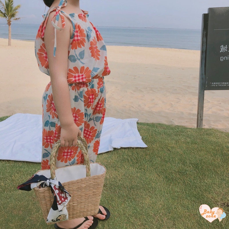 Bộ Áo Hai Dây In Họa Tiết + Quần Xinh Xắn Theo Phong Cách Mùa Hè Dành Cho Bé Gái