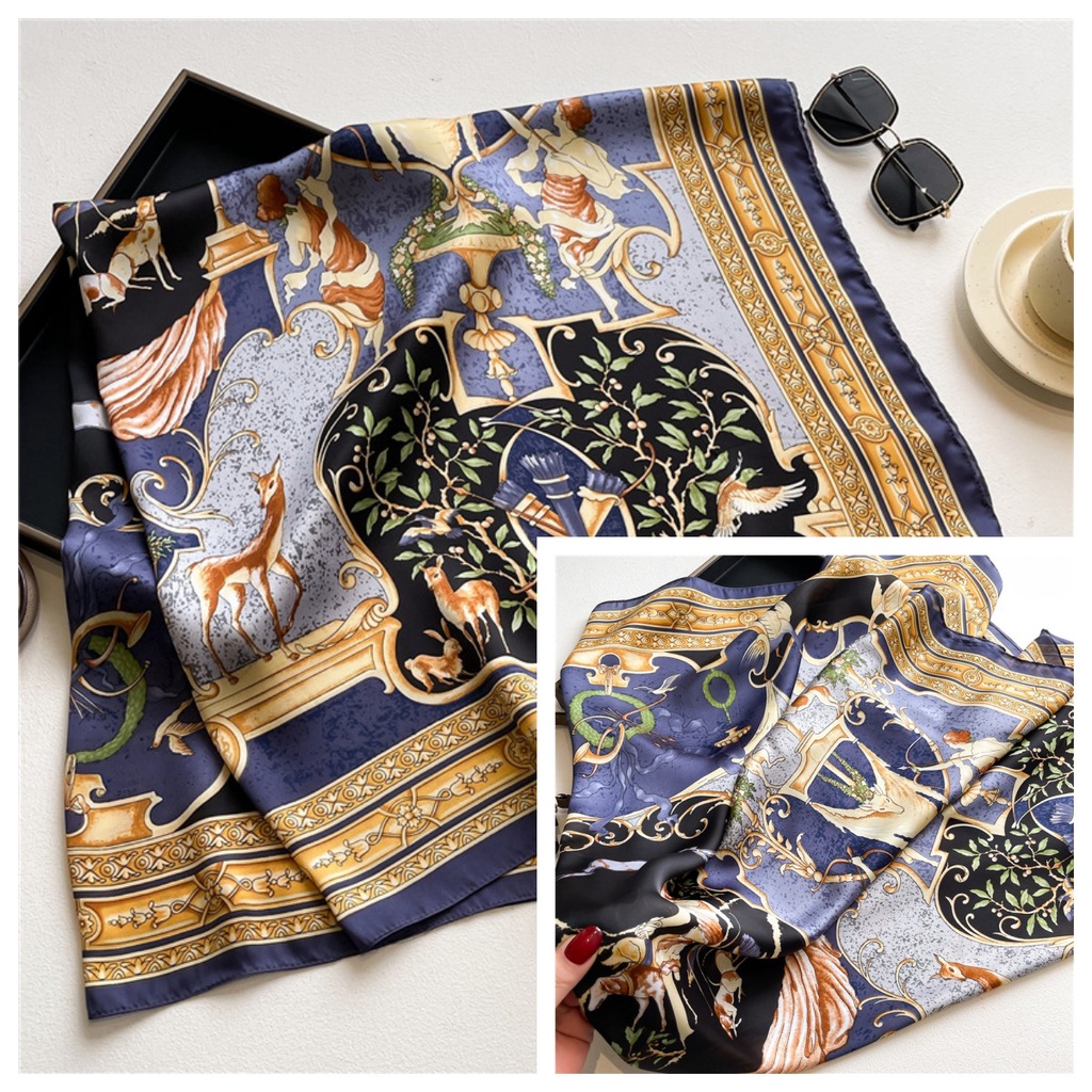 Khăn Choàng Satin Vuông 110cm Chống Nắng Đa Năng Thanh Lịch