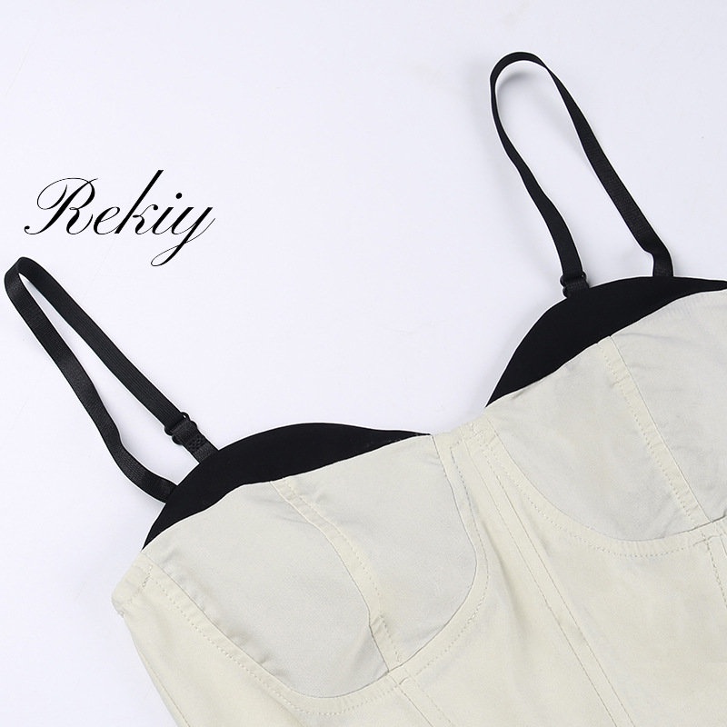Rekiy Áo Tank Top Hai Dây Phối Màu Tương Phản Thời Trang Mới 2023 Cho Nữ