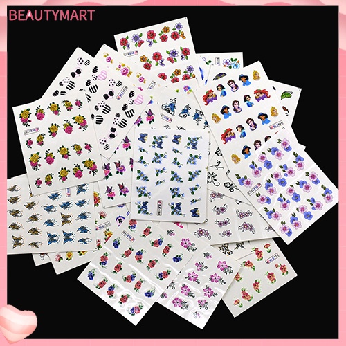 Set 50 Miếng Dán 3D Họa Tiết Hoa Chống Thấm Nước Dùng Trang Trí Móng Nghệ Thuật DIY