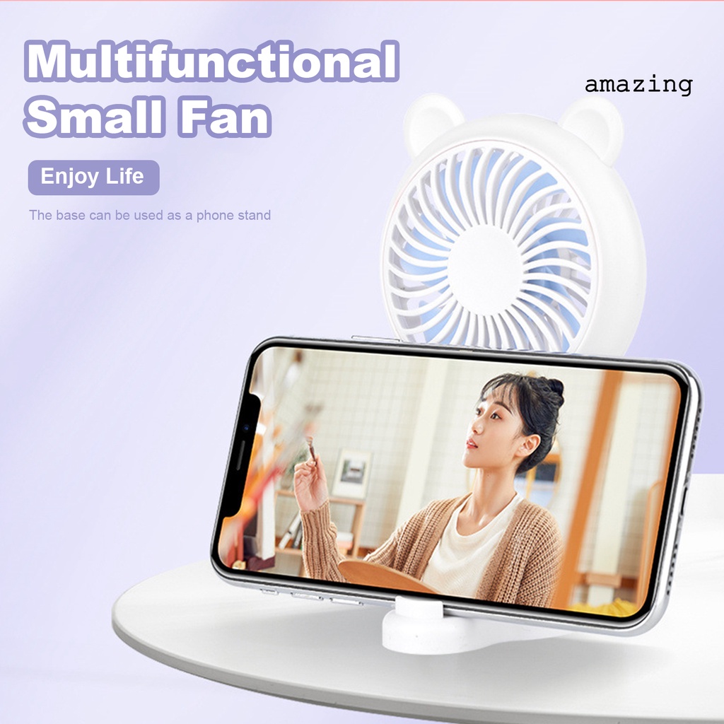 Quạt Làm Mát Mini Cầm Tay Hình Hoạt Hình Gió Thấp Tiếng Ồn Chất Liệu Dày Dặn Có Thể Sạc Lại
