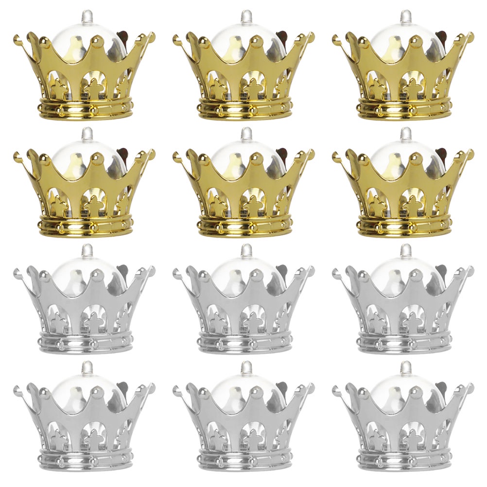 Set 12 Hộp Đựng Kẹo Hình Vương Miện Có Thể Đổ Đầy Trang Trí Tiệc Sinh Nhật Cho Bé