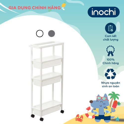 Kệ di động 4 tầng Inochi- Tokyo màu Trắng/Ghi